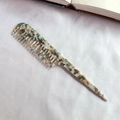 Artistic marble-patterned acetate rat-tail comb in elegant blue and brown blend finish - Grey Blue Floral