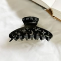 Elegante pinza per capelli in acetato nero con strass scintillanti a forma di stella - Nero