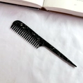 Elegant cellulose acetate rat tail comb with black and grey tortoiseshell texture pattern - Black and Gray Floral