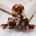 French bow hair claw clip in classic dark brown tortoiseshell acetate for women - Brown Marble Grain