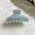 Elegante pinza per capelli francese vintage in acetato blu grigio con motivi di stelle - Azzurro