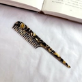 Vintage tortoiseshell acetate tail comb for professional hair styling and sectioning - Brown Black Floral