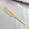 Elegant cream marble patterned acetate rat tail comb for professional hairstyling - Ivory White Floral