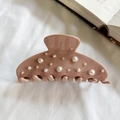 Pinza per capelli minimalista in acetato con perle in elegante finitura rosa polvere - Rosa Loto