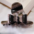 Elegant tortoiseshell patterned acetic acid bow hair claw clip in dark brown and black finish - Black and Pink Pattern