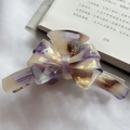 French acetate bow hair claw clip in purple marble pattern and polished finish - Mermaid Purple
