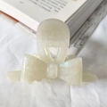 French style cream acetate hair claw clip with elegant bow design for women's hairstyle - Off-White New Color