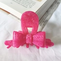 Elegant pink marble bow hair claw clip made of premium acetate for French style updo - Deep Pink New Color