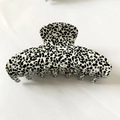 Pince à cheveux en acétate style français avec motif à pois noirs et blancs - Noir Tacheté