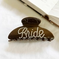 Molletta per capelli marrone in acrilico con perle Bride per acconciature eleganti da sposa - caffè