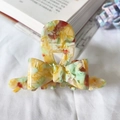 French bow hair claw in marble acetate with colorful oil painting pattern for women - Yellow Floral New Color