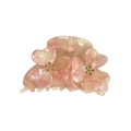 Pince à cheveux fleur en acétate marbré rose ornée de strass pour femme - Rose Sakura