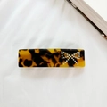 Pasador francés de carey con lazo de diamantes de imitación en color marrón ámbar - Color Oscuro