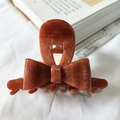 French vintage acetate hair claw clip with amber marble texture bow design - Caramel New Color