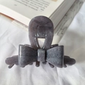 Elegant grey acetate hair claw clip with bow design and marble texture for women - Dark Gray New Color