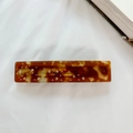 Elegante pinza de pelo de carey con pequeñas cuentas plateadas y diamantes de imitación - Marrón