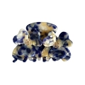 Blue marble acetate hair claw clip with floral rhinestone design for elegant styling - Floral Blue