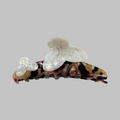 Molla per capelli francese in acetato con motivo tartarugato viola e perle lucide - Base Tartarugata Fiore Bianco / Bianco