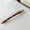 Pinza de pelo francesa fina con patrón de carey vintage y base de metal plateado - Engrosado / Café (Carey)