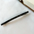 Elegant french slim hair clip with black and grey marble pattern and silver metal base - Thickened