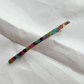 Detail of oversized rectangular floral tortoiseshell acetate spring hair clip barrette - Multicolor Floral
