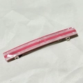 Pasador de pelo de resina veteada en rosa y blanco con clip de metal plateado - Rayas Rosas
