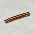Minimalist orange-brown striped spring hair clip with silver metal base for women - Brown Stripes