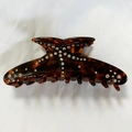 Pince à cheveux en acétate écaille de tortue avec strass en forme d'étoile de mer - Imprimé Léopard Rouge