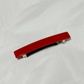 Minimalist red acetate rectangular spring hair clip with glossy finish and metal base - Red