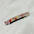 Minimalist rectangular acetate hair clip featuring colorful pebble pattern mosaic - Purple and Yellow Floral