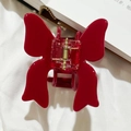 Pince à cheveux papillon rouge vif en acétate avec ressort métallique pour femme - Rouge Foncé