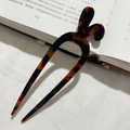 Épingle à cheveux en forme de U avec motif écaille de tortue et oreilles de lapin - Imprimé Léopard Rouge