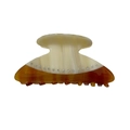 Elegant acetate hair claw clip with beige brown patchwork and sparkling rhinestones - Brown