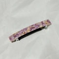 Minimalist purple acetate hair clip with marble pattern and silver spring clasp base - Purple Floral