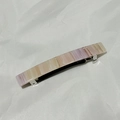 Rectangle acetate spring hair clip featuring pink and brown marble striped pattern - Pink Textured