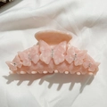 Pink acetate butterfly hair claw clip with rhinestones and elegant marble texture - Pink Marble Pattern