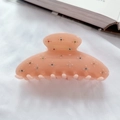 Elegant coral pink acetate hair claw clip with colorful sparkling rhinestone accents - Orange