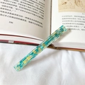 Barrette française en acétate avec motif à carreaux bleu et vert et finition translucide - Carreaux Bleus 10cm