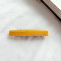 Barrette rectangulaire jaune ambre avec strass incrustés et base en métal argenté - Jaune Gingembre