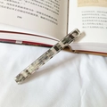 Barrette française en acétate avec motif à carreaux gris, vert et blanc crème - Carreaux Gris 10cm