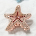 Pinza para el pelo de estrella de mar rosa pálido con pedrería y gema de cristal - Rosa