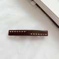 Barrette rectangulaire marron foncé élégante avec strass brillants au style minimaliste - Châtain