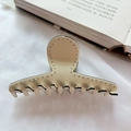 Elegant large cream hair claw clip with rhinestone details for French vintage style - White