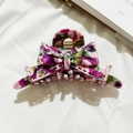 Molla per capelli a fiocco in acetato con motivo a inchiostro tartarugato viola e verde - Viola Rosa Misto (LD006)