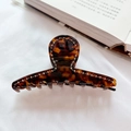 Brown tortoise shell acetate hair claw clip with rhinestones for elegant styling - Red Leopard Print