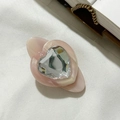 Fermaglio per capelli in acetato marmorizzato rosa con strass a cuore sfaccettato - Rosa