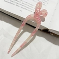 Épingle à cheveux en acétate marbré rose et blanc pour coiffures de style français - Rose Sakura