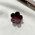 Mini deep purple acetate flower hair claw with gold glitter finish for women - Dark Purple