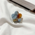 Mini marble acetate flower hair claw clip in elegant blue gray and amber brown tones - Sea Salt