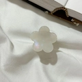 Mini white acetate flower hair claw clip with pearlescent finish for women and girls - Mermaid White